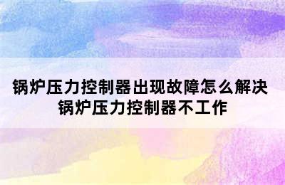 锅炉压力控制器出现故障怎么解决 锅炉压力控制器不工作